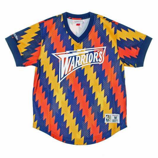 Mitchell & Ness Men's Nba Golden State Warriors Wordmark Mesh V-Neck - Mspodf18013-Gswptny1