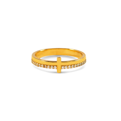 Mint & Lily Let God Be In Control Golden Cross Ring