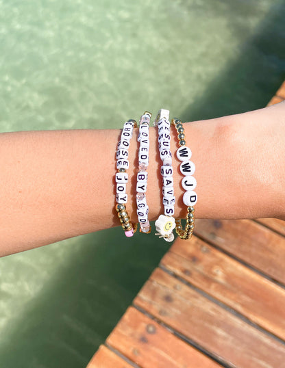 Elevated Faith Loved By God Letter Bracelet