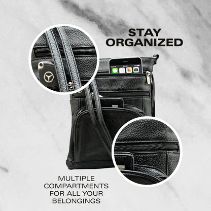 SteelTime Unisex Leather Crossbody Bag With Serenity Prayer