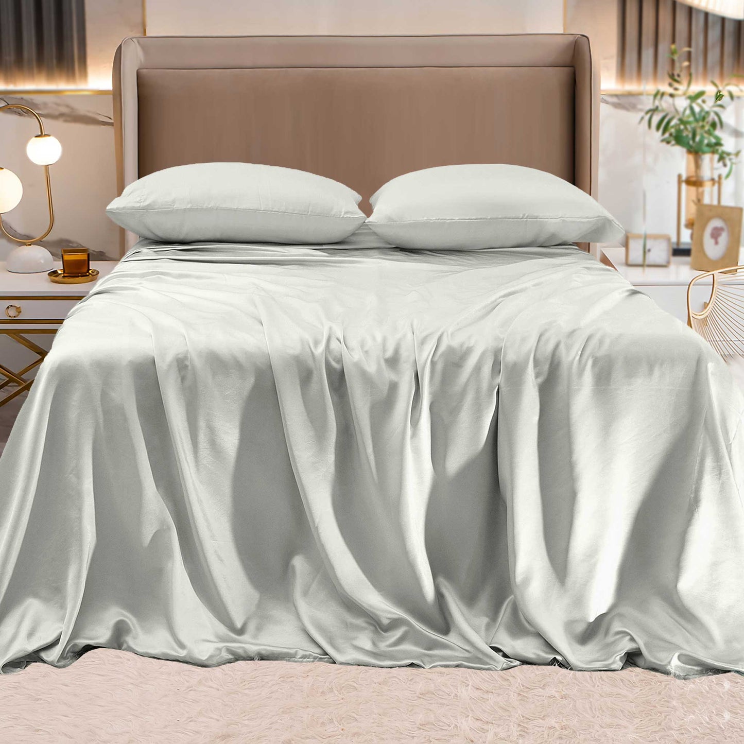 Mocassi Fine 4-Piece Silky Satin Sheet Set, Bright Shades