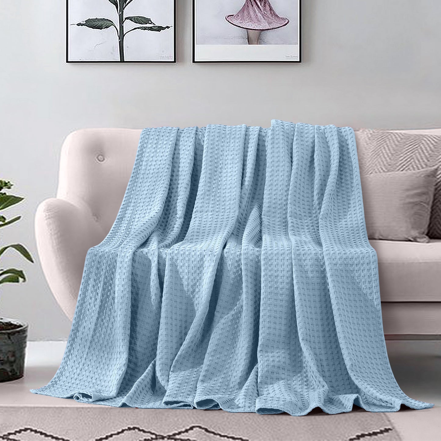 Elegant Comfort Cotton Waffle Blanket