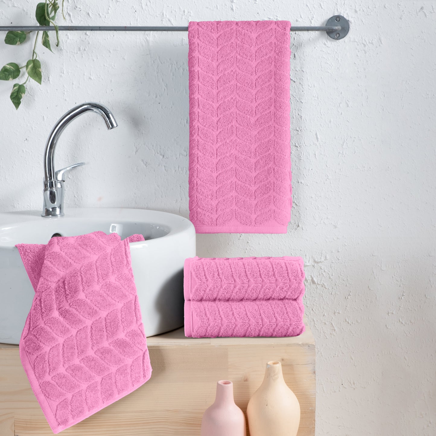 Elegant Comfort 4-Pack Premium Turkish Cotton Braided Hand Towel Set, 16 x 28 inch