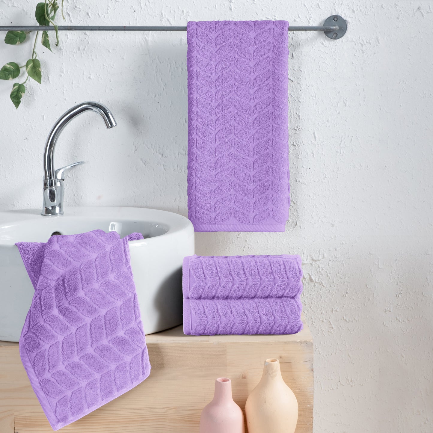 Elegant Comfort 4-Pack Premium Turkish Cotton Braided Hand Towel Set, 16 x 28 inch