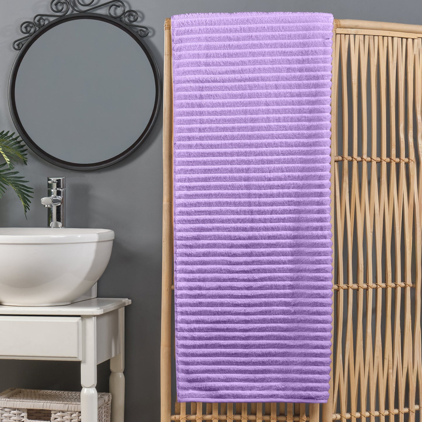 Elegant Comfort 1-Piece Premium Turkish Cotton Corduroy Stripe Oversized Bath Sheet Towel 40 x 80 Inch