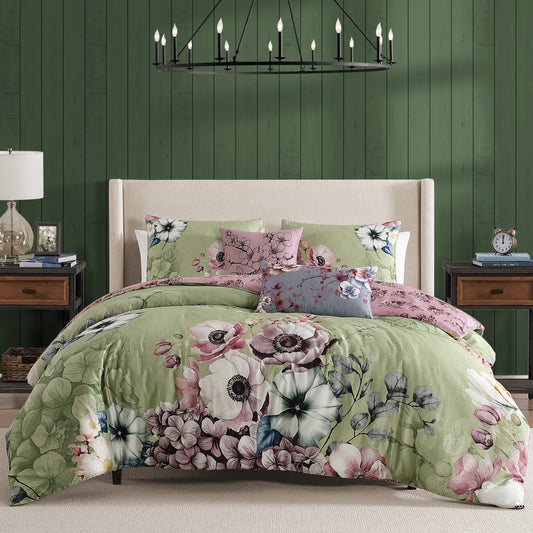 Bebejan Lilac Cascade 5 Piece Reversible Comforter Set