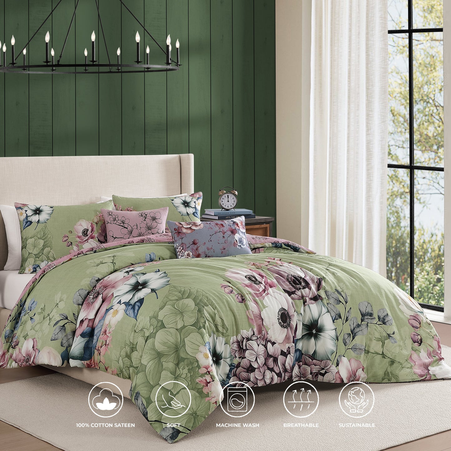 Bebejan Lilac Cascade 5 Piece Reversible Comforter Set