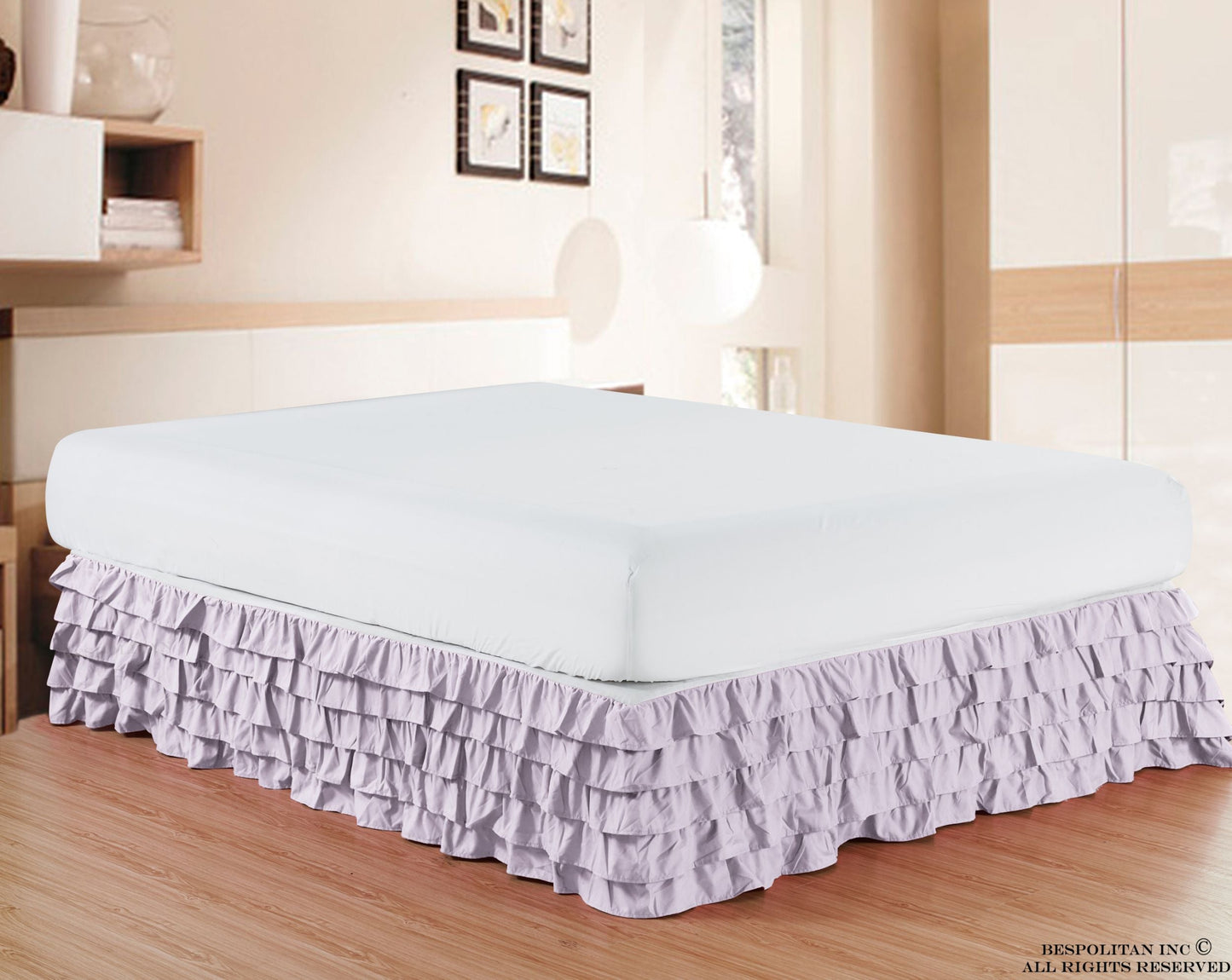 Mocassi Luxurious 1500 Series Egyptian Quality Microfiber 1-Piece Multi-Ruffle Bed Skirt 15 inch Drop