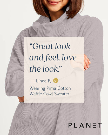 Pima Cotton Waffle Cowl Sweater - Black
