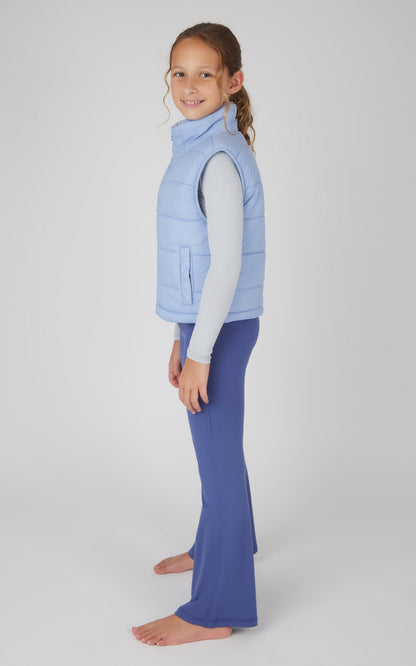 Girls Quilted Vest & Super Soft Top & Flare Legging Set