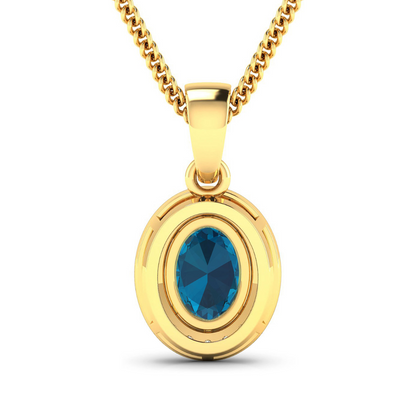 14K Yellow Gold London Blue Topaz Pendant with Diamonds