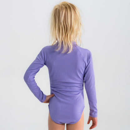Long Sleeve Rash Guard One Piece Swimsuit (Girls)