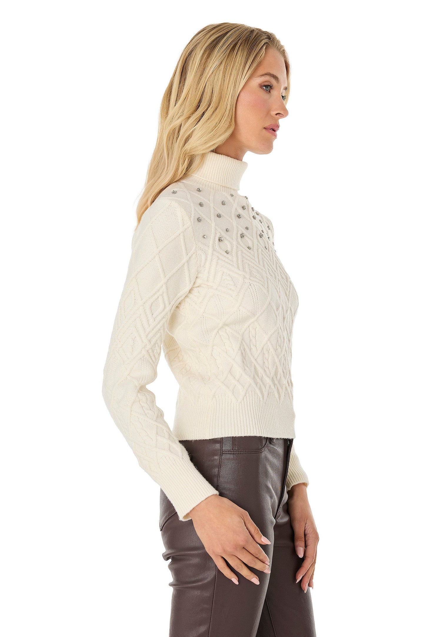 Cara Crystal Sweater - Pearl