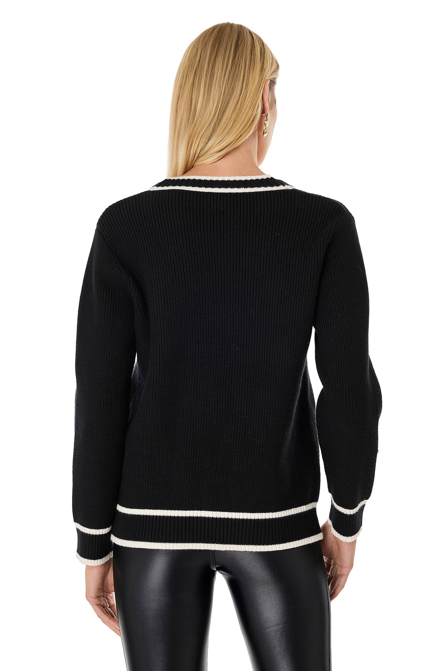 Devin Rose Contrast Cardigan - Black