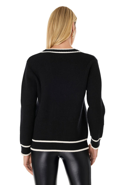 Devin Rose Contrast Cardigan - Black