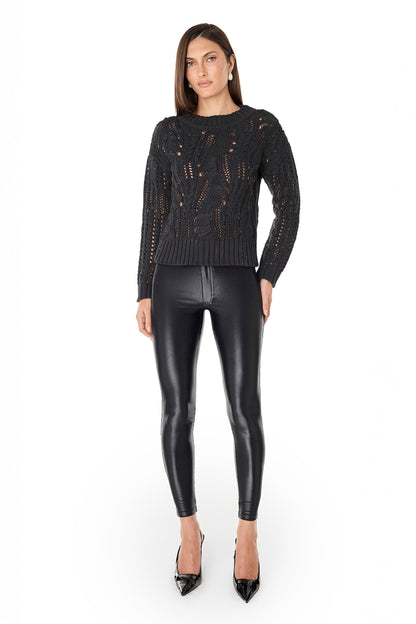 Elea Crystal Knit Sweater - Black