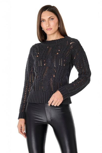 Elea Crystal Knit Sweater - Black