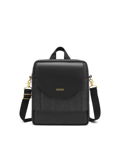 Corbin | Black Washed Canvas + Black Leather