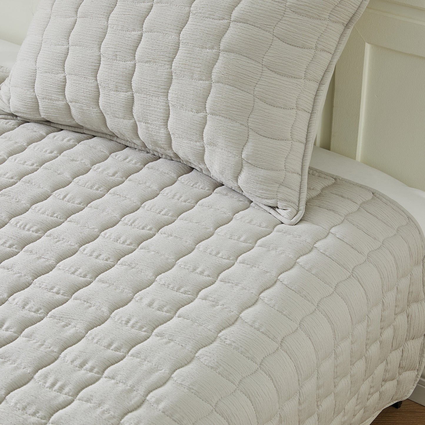 3-Piece Seersucker Textured Quilt & Sham Set
