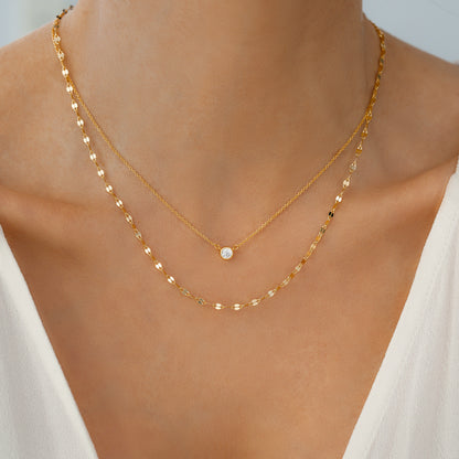 Mint & Lily Classic Bezel Necklace and Petal Chain Set