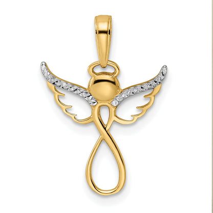 14K Gold Infinity Guardian Angel Pendant