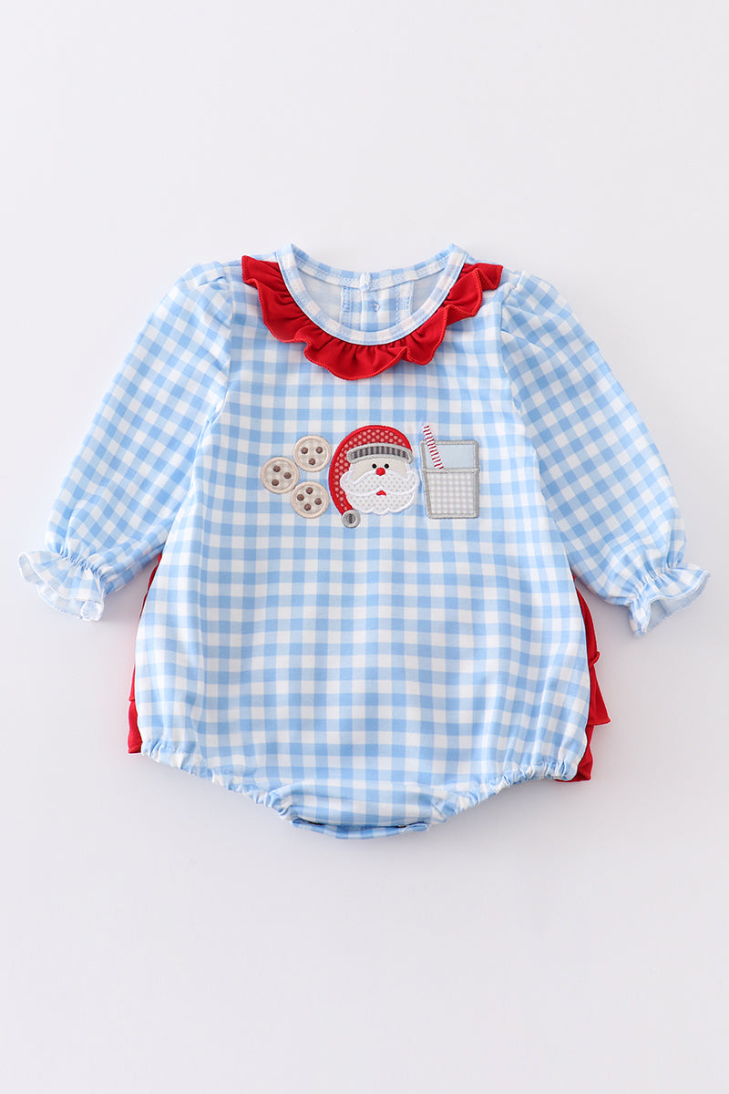 Santa Milk & Cookies Appliqué Girl Bubble