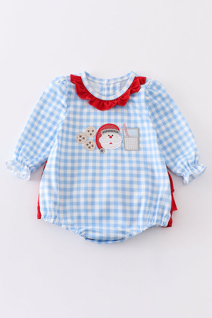 Santa Milk & Cookies Appliqué Girl Bubble