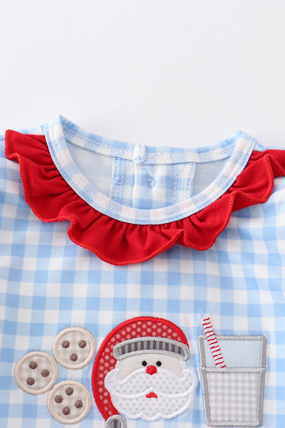 Santa Milk & Cookies Appliqué Girl Bubble