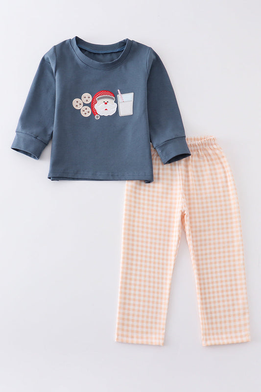 Santa Milk & Cookies Appliqué Boy Set