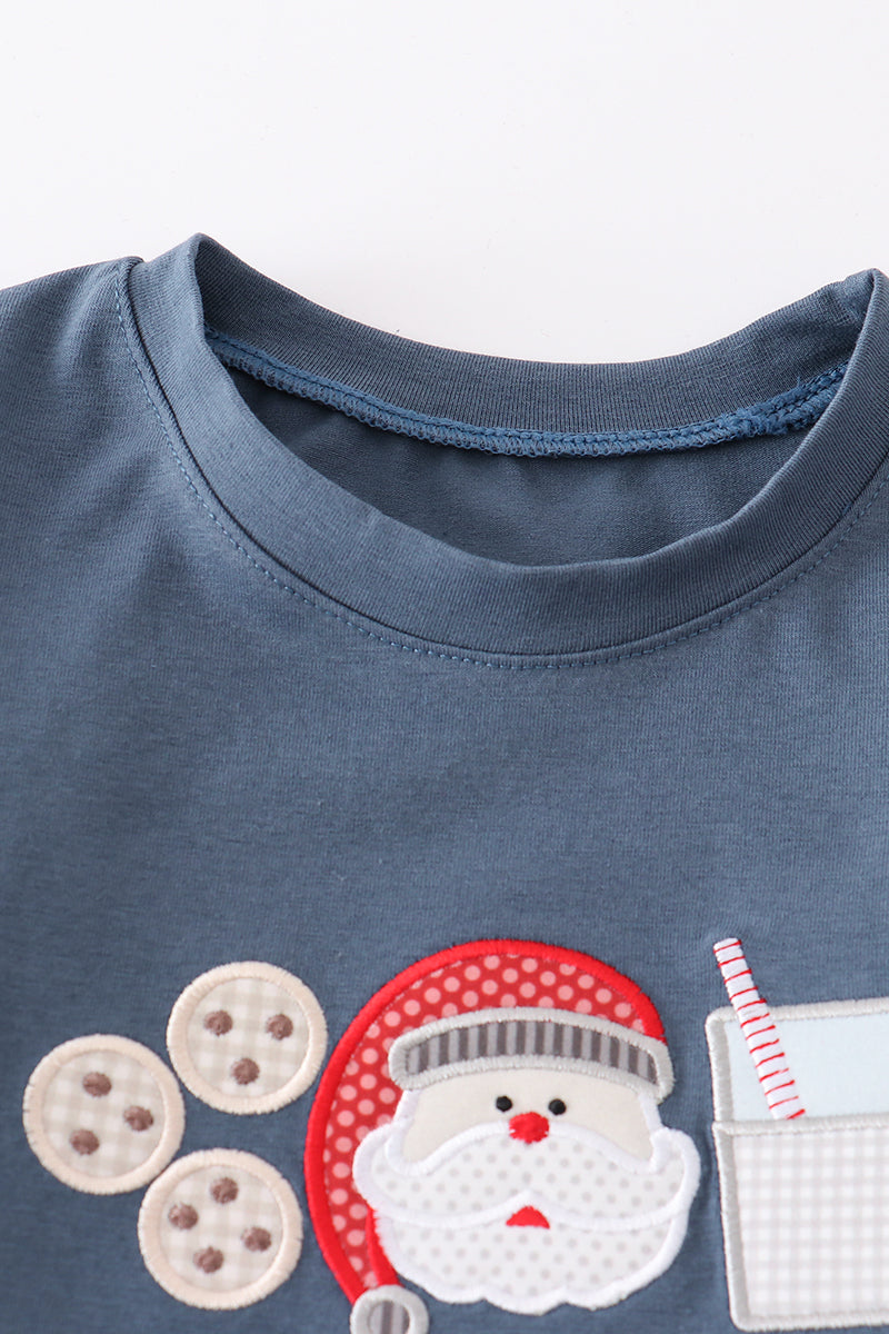 Santa Milk & Cookies Appliqué Boy Set