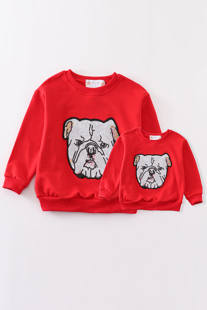 Red Georgia Bulldog Sequin Mom & Me Sweatshirt