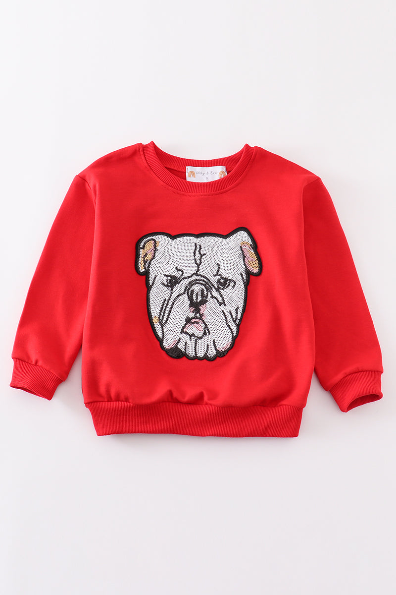 Red Georgia Bulldog Sequin Mom & Me Sweatshirt