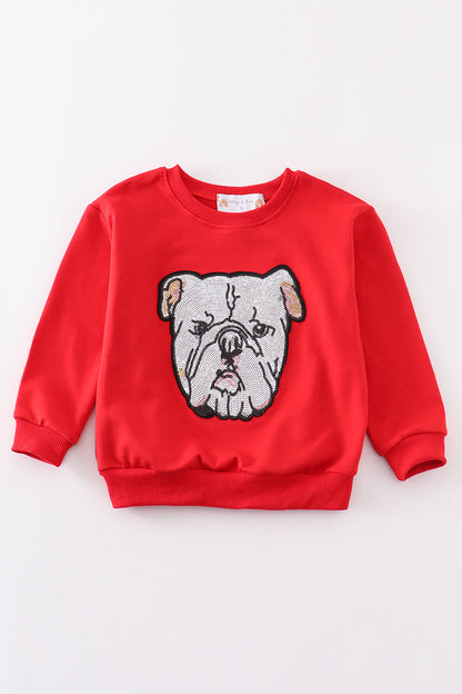 Red Georgia Bulldog Sequin Mom & Me Sweatshirt