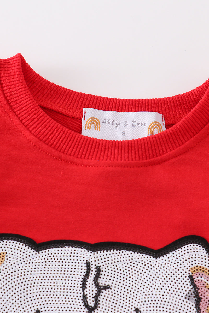 Red Georgia Bulldog Sequin Mom & Me Sweatshirt