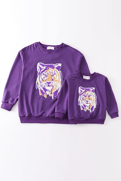 Purple LSU Tiger Sequin Mom & Me Sweatshirt