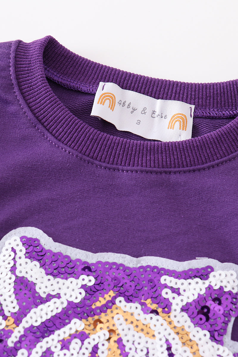 Purple LSU Tiger Sequin Mom & Me Sweatshirt