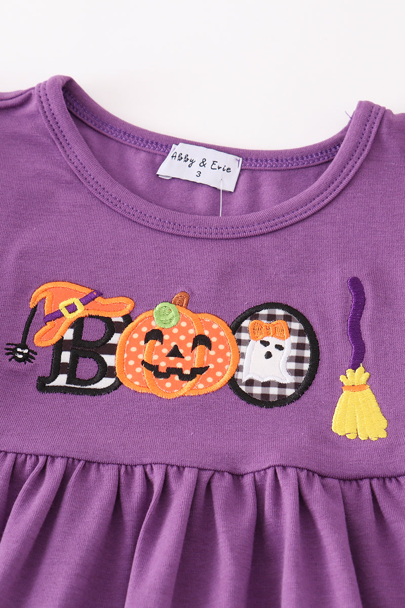 Halloween Pumpkin Ghost Appliqué Girl Set