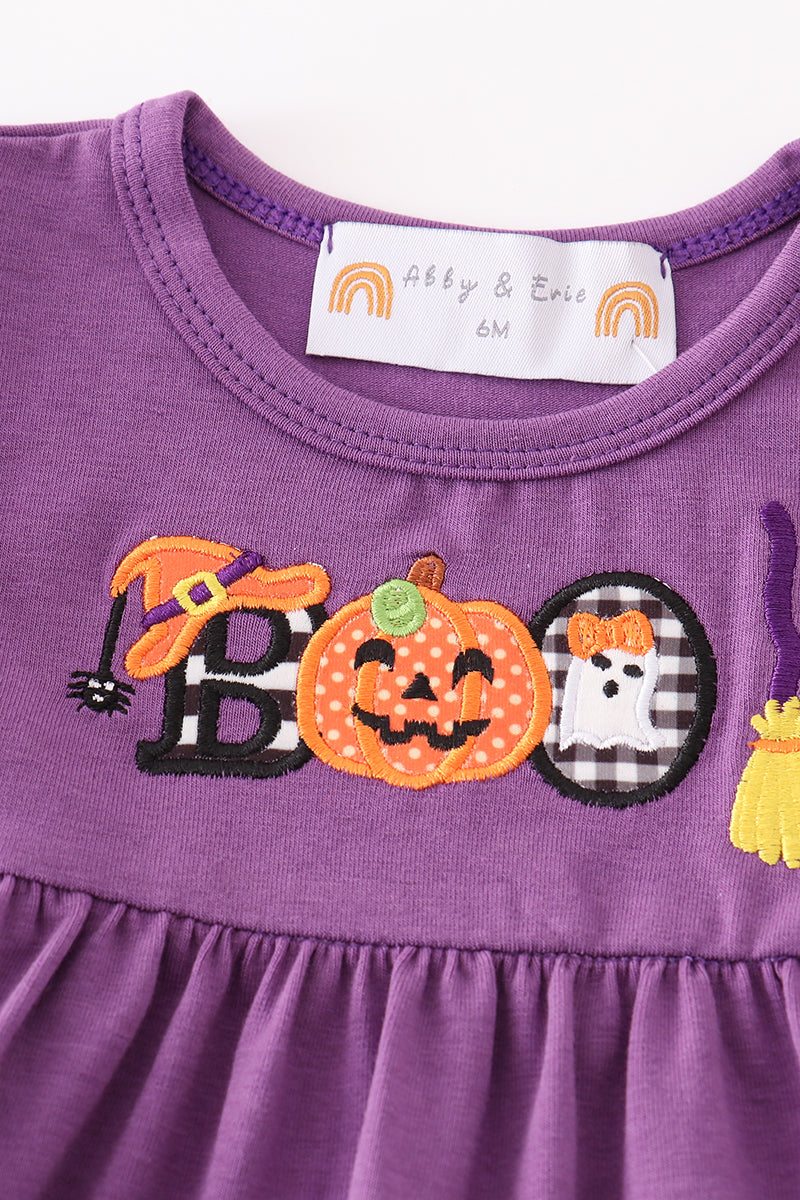Halloween Pumpkin Ghost Appliqué Girl Bloomers Set