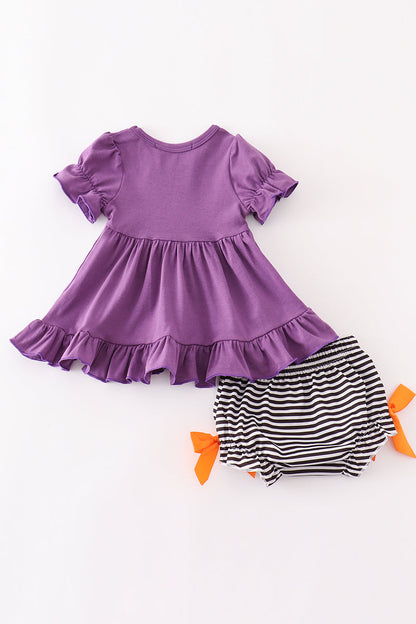 Halloween Pumpkin Ghost Appliqué Girl Bloomers Set
