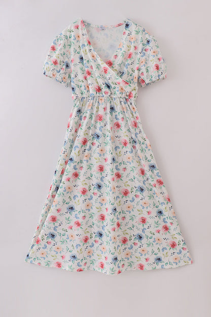 Green garden rose mom dress