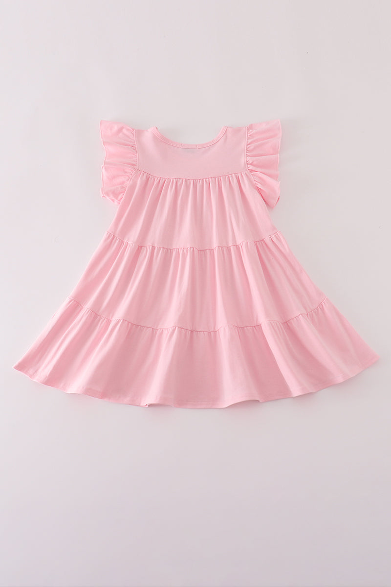 Pink Ghost Pumpkin Sequin Ruffle Dress