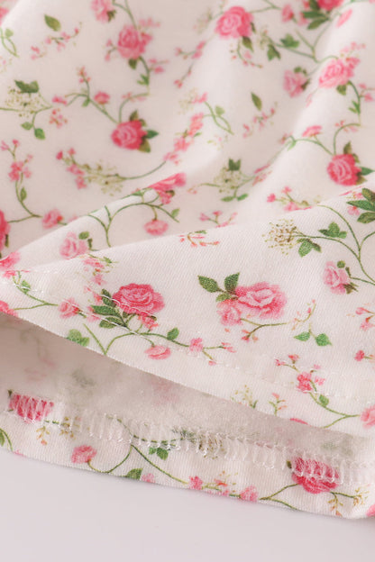 Pink rose hand smocked pants set