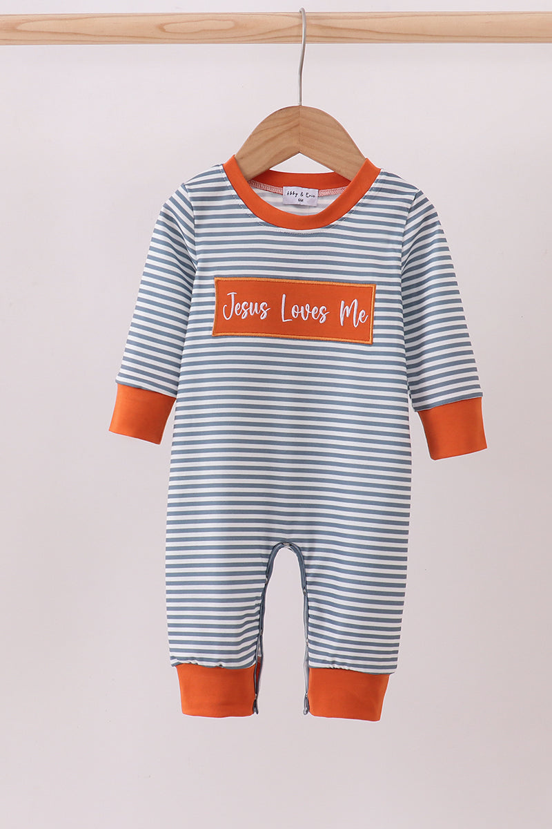 Jesus Loves Me Embroidery Boy Romper
