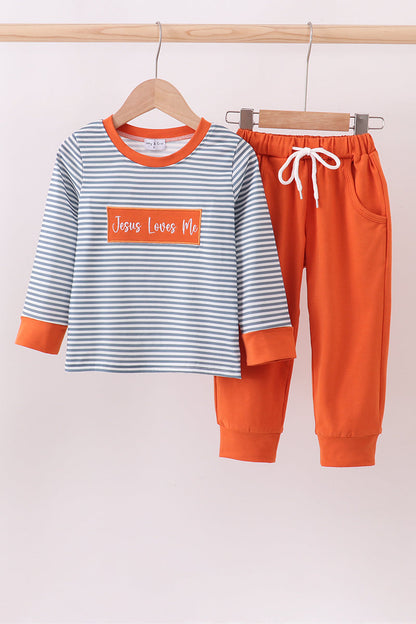 Jesus Loves Me Embroidery Boy Set