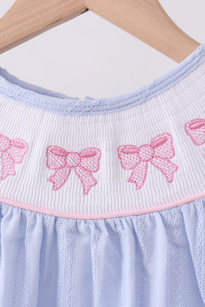 Blue bow smocked dress