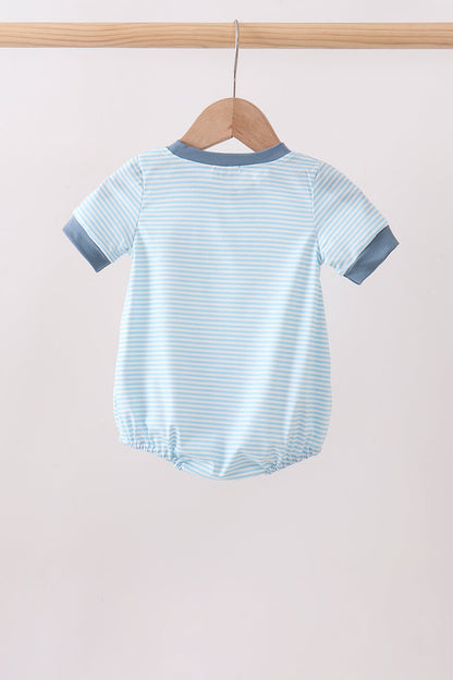 Blue Police Car Stripe Embroidered Bubble