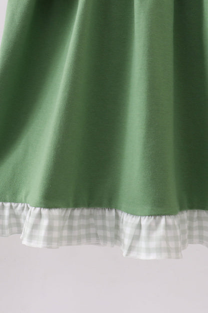 Green Sunflower Applique Ruffle Dress