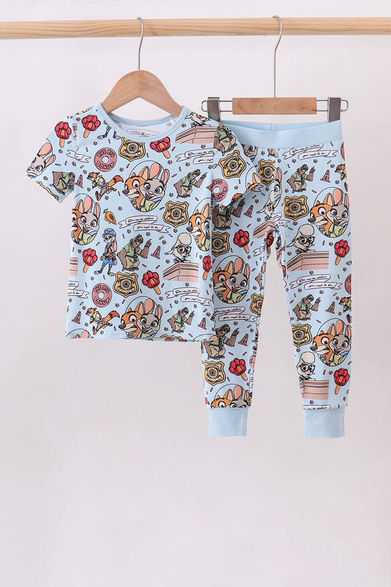 Blue character 2pc bamboo pajama set
