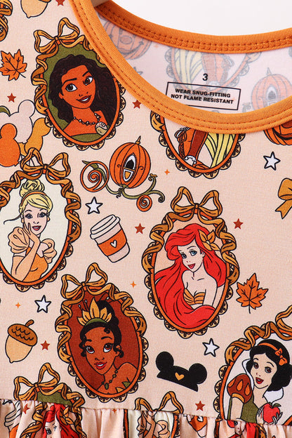 Orange princess bamboo ruffle dress