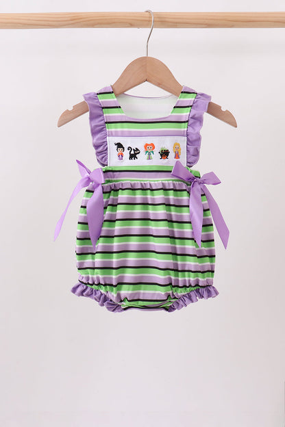 Purple witch embroidery stripe ruffle bubble